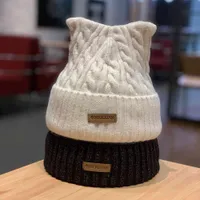 Korean label twist wool hat female cute ear autumn and winter knitted protection thickened warm cold