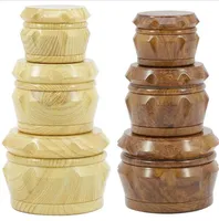 4-Layer Resin Wooden Tobacco Grinder 40/55mm Drum Type Herb