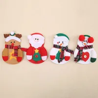 패션 홈 나이프와 포크 설정 만화 산타 눈사람 엘크 식기 세트 휴일 장식 식기 가방 도매