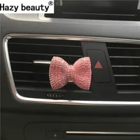 자동차 공기 청정기 헷갈리는 아름다움 다채로운 활 향수 컨디셔너 액세서리 사랑스러운 크리스탈 드릴 클립 자동차 스타일링