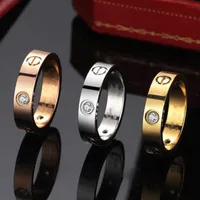 Tytanowa stal nierdzewna Love Pierścionki dla kobiet Mężczyźni Biżuteria Pary Sześcienne Cyrkonia Obrączki Bague Femme Jewelry 6mm