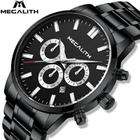 Wristwatches MEGALITH Sport Watch Man Top Brand Water Resistant Quartz Watches Men Fashion Black Stainless Date Relogio Masculino