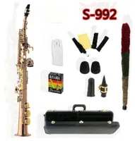 Top Yanagisawa S-992 B Flat sopran Saxofon Guld Knappfosfor Brons Straight Sax Musikinstrument Professionell nivå