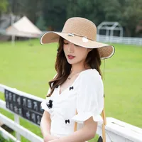 Sombreros de ala ancho 2021 Sombrilla para mujer Sombra de solar sombrero Anti-UV verano sólido Sol Sun Playa Paja Sol Chapeau de Soleil Dames # J1