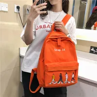 Backpack Fashion Women Cartoon Figure Printed Student School Bag Big Capacity Canvas For Teen Girl Casual Shoulder Bags