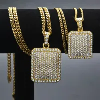 Herren Hip Hop Gold Kette Modeschmuck voll Rhinestone Hundetikett Anhänger Halsketten Für Männer Kubanische Linkketten Halskette