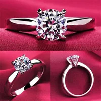 결코 퇴색하는 최고의 품질 1.2ct 로즈 골드 도금 대형 CZ 다이아몬드 밴드 링 여성용 Prong Bridal Wedding Ring Q2 Q2