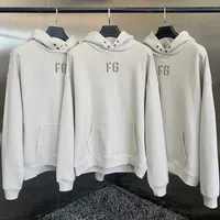 FW21 Nova temporada 7 High Street Designer marca Sweatshirt FG Flocking 100 Algodão Hip Hop Solto Oversize Unisex Moda Hoodie G1007