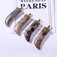 Charms Natural Pattern Stone Knife Shaped Pendant Is Used For Jewelry Making Handmade DIY Bracelet Necklace Handicraft Accessories