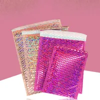 Geschenk Wrap 20 stücke Rosa Laserverpackung Bubble Mailer Gepolsterte Umschläge Tasche Mailing Umschlag Protect Puffer