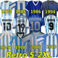 Maradona 1978 1986 Retro Argentina Futebol Jerseys Classic 96 97 94 1998 Newells Old Boys Camisa de futebol do vintage Messi Riquelme Crespo Tevez Ortega Batistuta Kempes