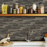Art3D 10 PCS Adesivi murali per cucina, bagno, camino buccia e bastone Backsplash piastrelle metropolitana in legno marrone (15x12inch)