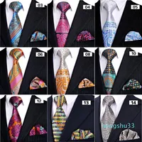 Tie Sets Pcs Wholesale Sale Handmade Mens Neckties Pocket Square 100% Silk Jacquard Woven Hanky Brand New