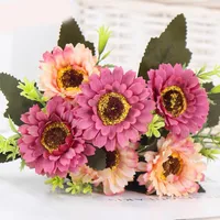 Bando bonito buquê de girassol flor de seda de alta qualidade artificial cachos diy home festa de jardim decoração decoração flores decorativas