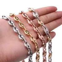 Granny Chic Fashion 8inch- 32 inch for choose Hip-Hop 7/9/11mm Stainless Steel coffee beans Chain Necklace Mens Womens Jewelry1 602 Q2