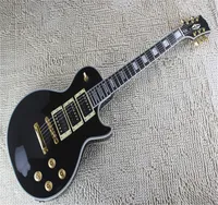 2022 de alta calidad personalizado negro belleza especial guitarra eléctrica tres pickup dorado hardware en stock