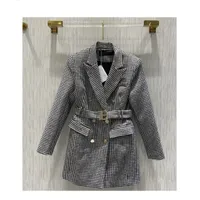 Куртки Милана взлетно-посадочные полосы 2021 осень зима отворотный шеи с длинным рукавом женские пальто дизайнера бренда та же стиль верхняя одежда 0912-13