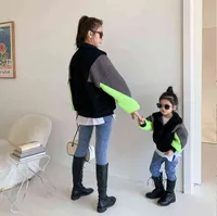 2021 Mother Daughter Matching Clothes Winter Fashion Kids Girl And Women Warm Coat Mom Baby Jacket Parent-Child Pair Look Outfit H1115