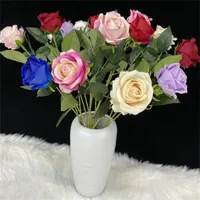 Un flower flower singolo stelo rosa 14 "lngth simulation velluto rosa per matrimoni casa decorativi fiori artificiali