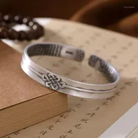 Bransoletka przez pierścień Otwieranie Chiński węzeł Heart Dumb Light Solid National Wiatr Przywrócenie starożytnych sposobów jest dobre srebrne bransoletki