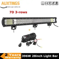 Working Light 28" 29inch 396W Led Work Bar Combo Beam Tri-rows 7D Fog Car Lamp For Offroad Boat ATV SUV 4x4 4WD 12V 24V