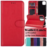 Brieftasche Telefon Hüllen für iPhone 13 12 11 PRO X XR XS MAX 7 8 PLUS, Ultradünne reine Farbe PU-Leder-Flip-Kickstand-Abdeckung-Hülle mit Fotorahmen und Kartenschlitzen, 1pcs min / gemischt Verkäufe