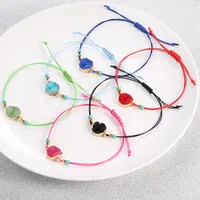 Charm Bracelets Jewelry Handmade Druzy Resin Stone Bracelet Make a Wish Card Wax Rope Braided Bangles 쌀 비드 드롭 배달 2021 bxry