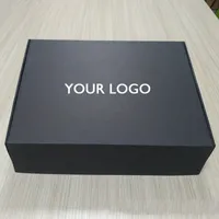 100pcs / lot benutzerdefinierte schwarze gewellte Versandkästen Verpackungsbox mit Mailer Box Verpackung Kleidung Haarperücken Geschenkbox 210325