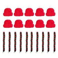 10pcs Elegante Xmas Mini Sciarpa e Cappello Decor Bambola Abbigliamento Abbigliamento Accessorio Piante creative Adornamento per Festival Sciarpe di Natale di Natale