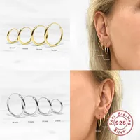 Hoop & Huggie Romad Earrings For Women 925 Sterling Silver Classic Trendy Circle Earing Fine Jewelry Pendientes 12 14 16 18mm W5