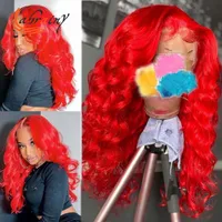 Spitze Perücken Rot Deep Wave HD Transaprent Frontal Human Hair Ombre Blondine Curly Prepped 613 Rosa Colory Bob 13x6