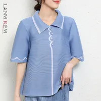 여성 컬러 티셔츠 판매 칼라 하프 슬리브 패션 조류 탑 봄 가을 YK175 210507