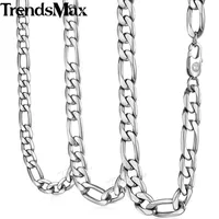 TrendsMax figaro link colar para homens de aço inoxidável cadeia masculina presente de prata 6-9mm knm159