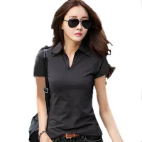 Summer Shirt Women Short Sleeve Solid Slim Polos Mujer Shirts Tops Fashion Womens Femme 5 Color Women's