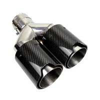 Dual Carbon Fiber + 304 Rostfritt Stål Universal Bil Avgasrör Avgasdämpare Tips för BMW