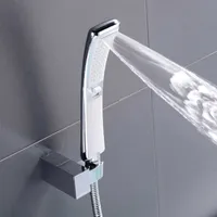 폭포 2 기능 핸드 워시 헤드 고압 비 샤워 분무기 물 저장 새로운 디자인 크롬 샤워 세트 욕실 X0705