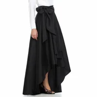 Faldas Glams High Low Bool Maxi Con Fashes Arco Elegante Falda larga de Tafetán para Damas To Formal Party Faldas Moda Moda