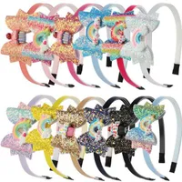 Ragazza Bambino Rainbow Unicorno Accessori per fascia per paillettes Fruit Bowknot Capelli Bastoni del fumetto Shining Bow Bambini