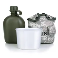 Wasserflasche 3 stücke Outdoor Multifunktionsüberleben Wasserkocher Tarnung Tuch Army Green mit Lunchbox Sport Flaschen