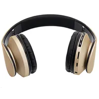 ABD Stok HY-811 Kulaklıklar Katlanabilir FM Stereo MP3 Çalar Kablolu Bluetooth Kulaklık Şampanya A58226i