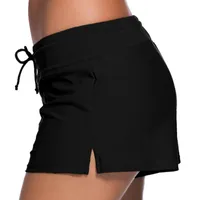 Pantalones cortos para mujeres bikini negros trajes de baño tanque de cintura alta trajes de baño femenino
