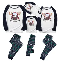 Pijamas a juego para la Navidad Papá Mamá Kid Baby Dibujos animados impreso Homewear Homewear Linda ropa de dormir Familia Set Top + Pantalones
