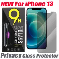 2.5d Privatsphäre Geltung Glasschutz für iPhone 13 12 Mini 11 Pro XR xs x max 6 7 8 plus Telefonbildschirm Anti-Peep-Anti-Spion-Flim mit Papiertüte Einzelhandelspaket