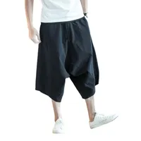 Męskie spodnie Cozok Mężczyźni Harem Mens Lato Bawełniana Pościel Joggers Mężczyzna Harajuku Vintage Dressants Fashions Calf-Długość