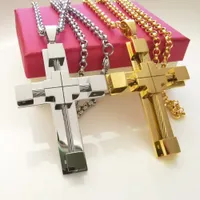 Herren Kreuz Halskette 316L Edelstahl Jesus Christus Anhänger Weiß / Gold / ROO Kette Schmuck 4mm 24 Zoll