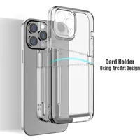 Card Slot Holder Wallet Clear Case For iPhone 13 12 11 Pro XS Max 13Mini X XR 7 8 Plus SE2 Transparent Shockproof Soft TPU Cover