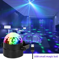 Luces de noche Mini 180 ° Proyector de rotación Luz RGB USB Fiesta Música Controlador de sonido Lámpara estroboscópica para Dormitorio Familiar Decoración