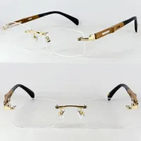 Pure Titanium Wooden Hand Made Rimless Eyeglass Frames Luxury Myopia Rx able Men Women Glasses Spectacles Top Quality 210323