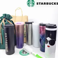 The latest 16OZ Starbucks cup mug, stainless steel insulated coffee cups, 14 styles of spiral gradient color, support for custom logos,