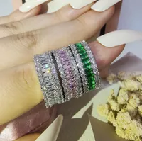 2022 Choucong Brand Wedding Rings Handmade Luxury Jewelry 925 Sterling Silver Marquise Cut Emerald CZ Diamond Gemstones Eternity Party Women Band Ring Gift